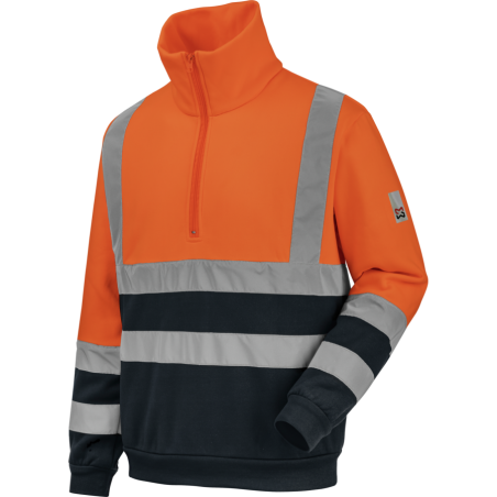 Sweat de travail zippé Haute visibilité Orange/Marine